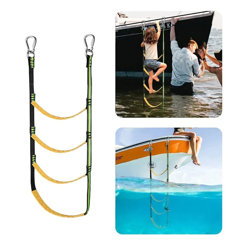 Portable Nylon Boat Rope Ladder - 3/4/5 Step Auxiliary Boarding Ladder for Marine & Water Sports