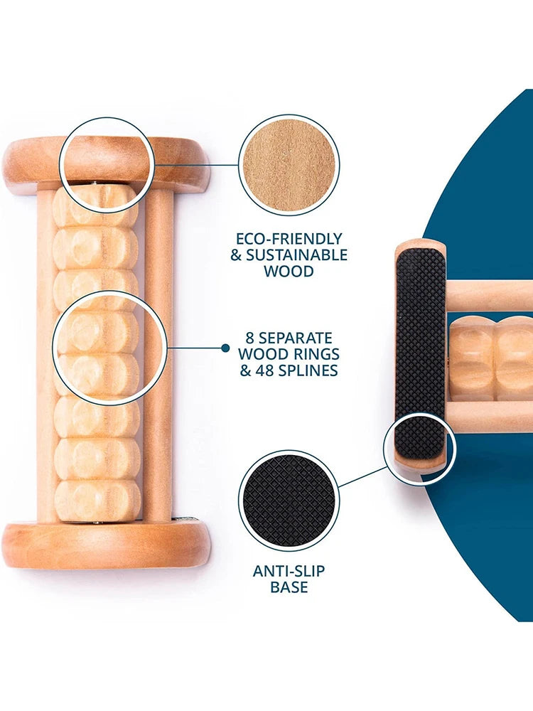 Wooden Foot Roller Massager - Deep Tissue Relief for Plantar Fasciitis