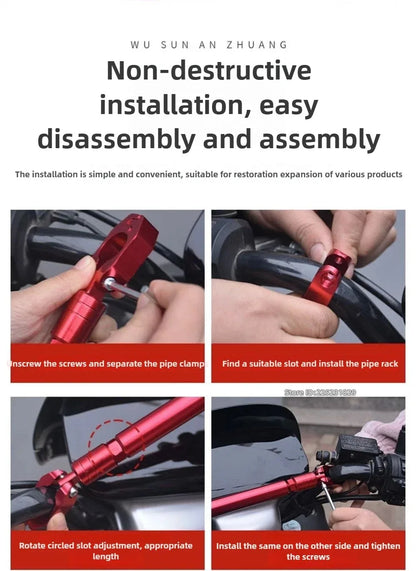 22mm Motorcycle Handlebar Crossbar - Adjustable Reinforcement Balance Bracket with Handle Grips | Steering Stabilizer Expansion Rod Replacement