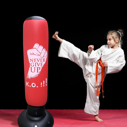 Inflatable PVC Punching Bag - Kids & Adult Fitness Training Boxing Column with Pressure Base