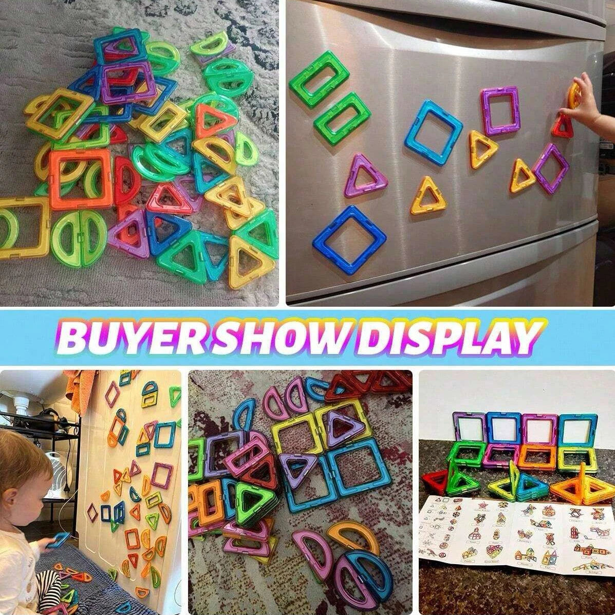 Magnetic Building Blocks Set - Medium Size 60-Piece STEM Construction Toy, Educational DIY Magnet Tiles for Learning & Creative Play