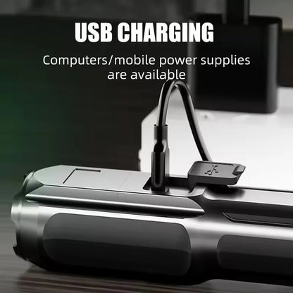 LED Camping Torch Flashlight - High Power Rechargeable USB Spotlight