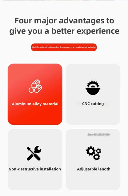 22mm Motorcycle Handlebar Crossbar - Adjustable Reinforcement Balance Bracket with Handle Grips | Steering Stabilizer Expansion Rod Replacement