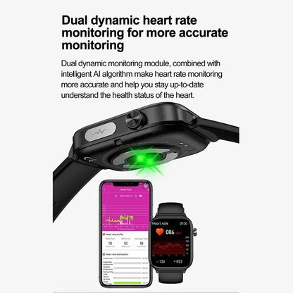 Advanced Health Monitoring Smart Watch - ECG+PPG, Blood Pressure, Heart Rate, 1.96" AMOLED Display, 100+ Sports Modes (Men & Women)