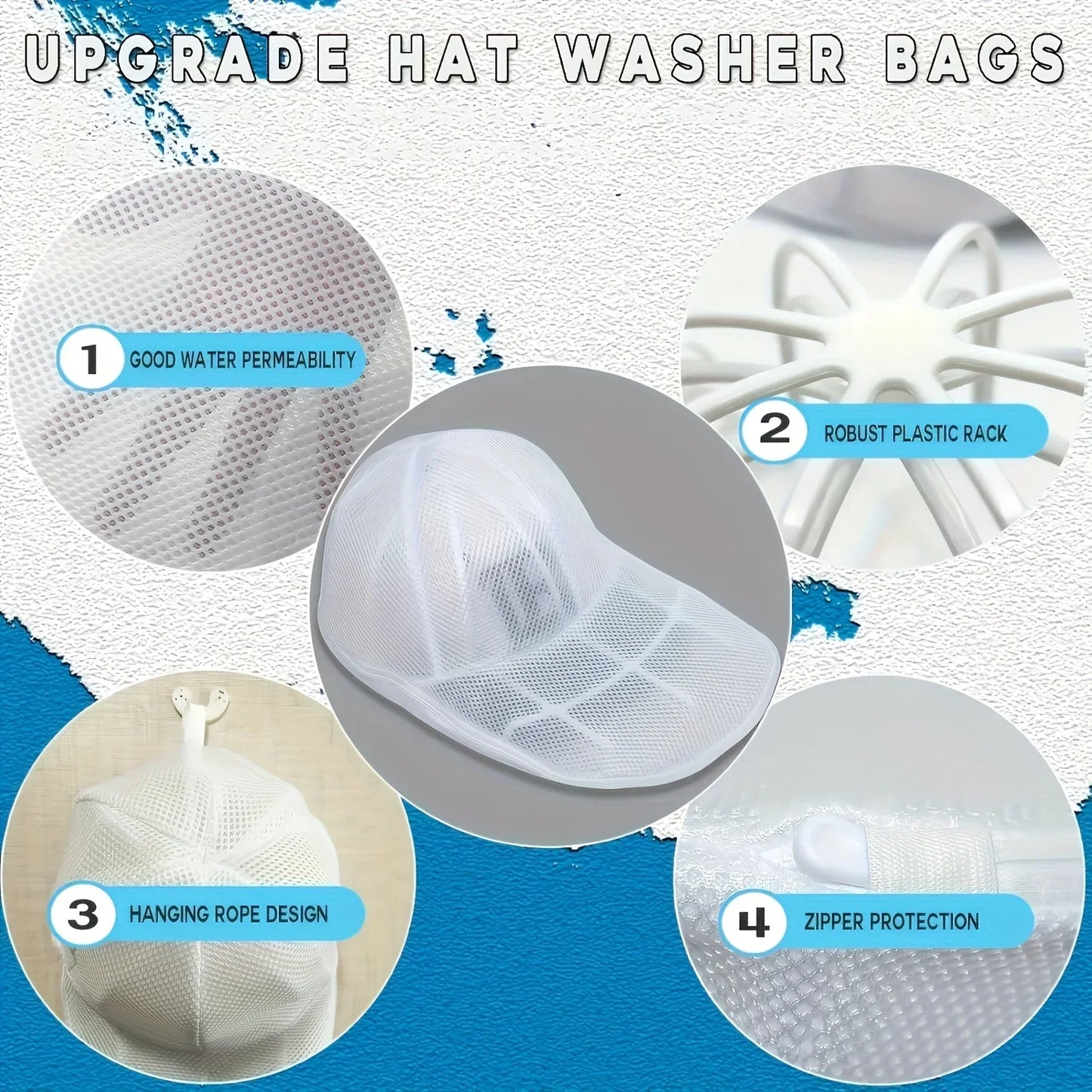 Baseball Cap Washing Machine Cleaner Cage with Mesh Bag