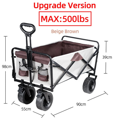 Heavy-Duty Collapsible Beach Wagon - All-Terrain Wheels, Large Capacity Folding Cart for Outdoor Camping