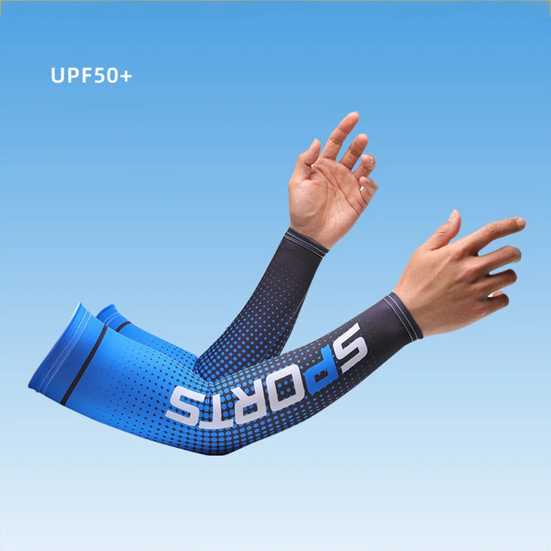Men's UV Protection Cycling Arm Sleeves - Ice Fabric Sun Protection Compression Sleeves for Summer Sports