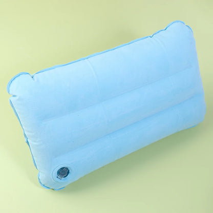 oldable Inflatable Travel Pillow - PVC Flocking Air Cushion for Camping, Hiking, Flight & Outdoor Sleep