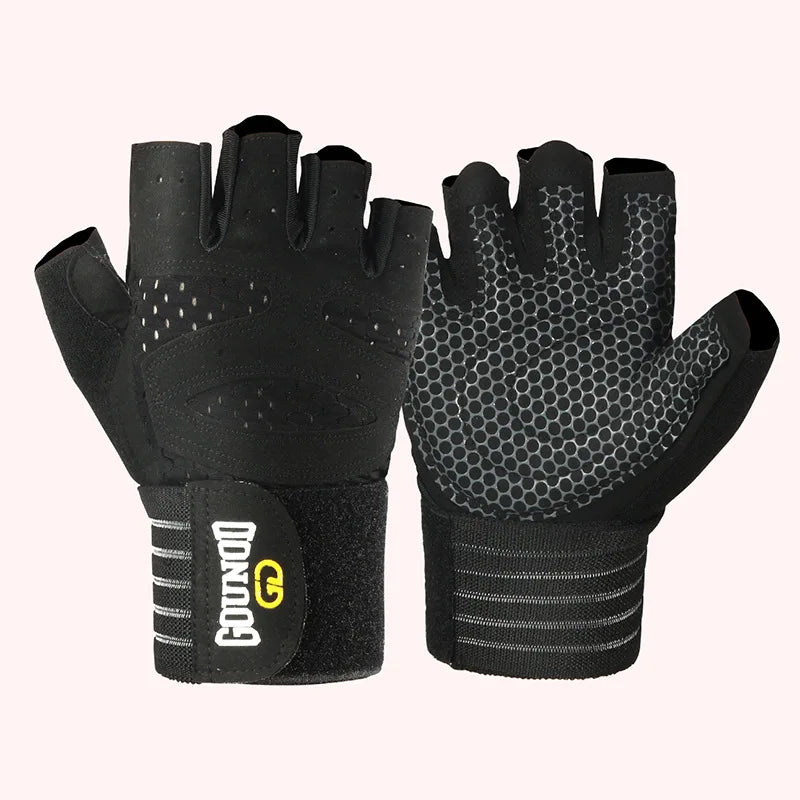 GOUNOD Breathable Anti-Slip Weightlifting Gloves with Wrist Support - Professional Gym Gloves for Bodybuilding, Powerlifting & Fitness Training