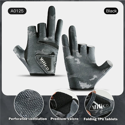 Men's Summer Fishing Gloves - Ice Silk Breathable Three-Finger Cut Design with UV Protection & Anti-Slip Grip (1 Pair)