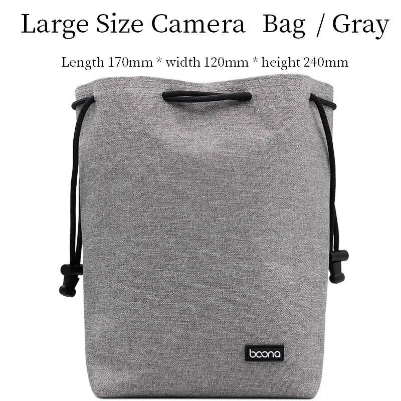 Camera Lens Bag - Waterproof Drawstring Pouch with Fleece Protection for DSLR Cameras