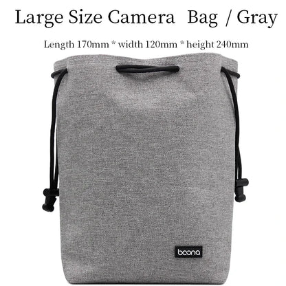 Camera Lens Bag - Waterproof Drawstring Pouch with Fleece Protection for DSLR Cameras