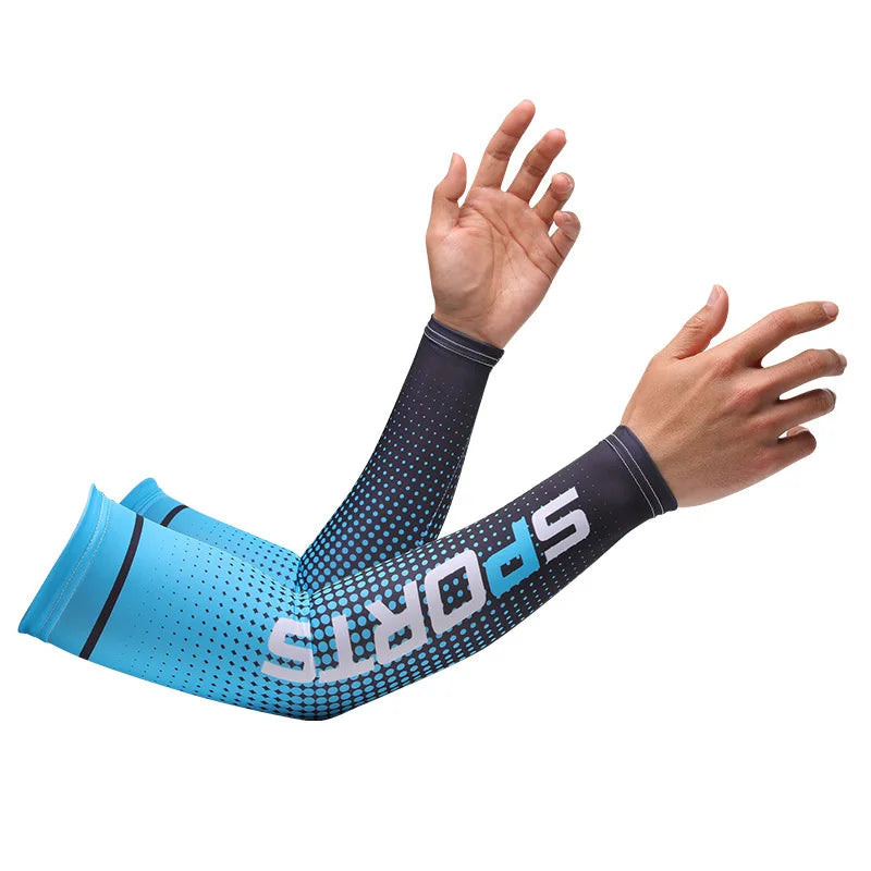 Men's UV Protection Cycling Arm Sleeves - Ice Fabric Sun Protection Compression Sleeves for Summer Sports