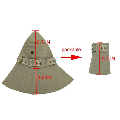 Men's UV Protection Wide Brim Bucket Hat - Outdoor Safari Hiking Mesh Fisherman Cap
