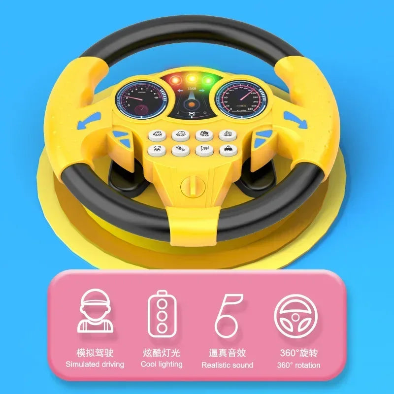 Kids Interactive Steering Wheel Toy - Educational Stroller Copilot with Sound Effects