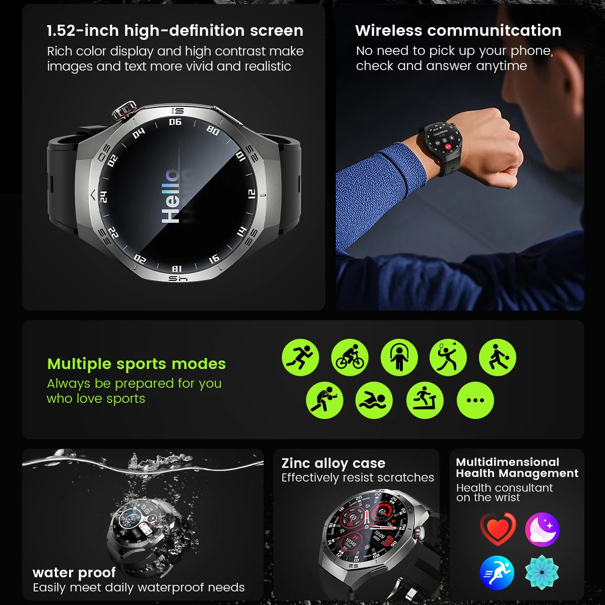 2025 Smart Watch - AMOLED Screen with GPS, Heart Rate, Bluetooth Calls & Waterproof for Android & iOS