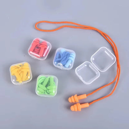 Silicone Swimming Earplugs with Rope - Noise Reduction Sleep Ear Plugs for Diving & Underwater Activities (1 Piece)
