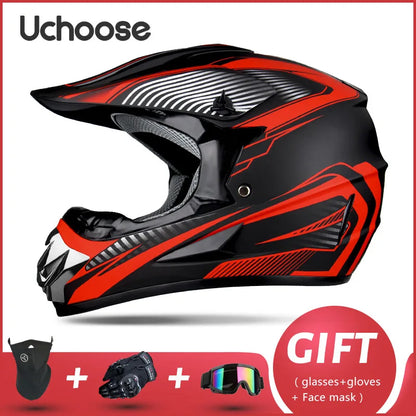DOT Certified Professional Off-Road Motorcycle Helmet - Adults & Children - Downhill Racing Motor Helmet with Free Gift