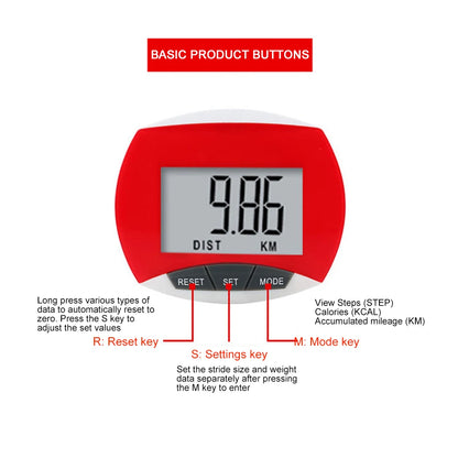 LCD Clip-On Pedometer - Accurate Step Counter with Distance & Calorie Tracking