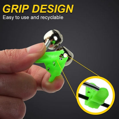 Fishing Rod Bite Alarm Set - 5 Pack Green ABS Bell Clamps with Metal Tips for Outdoor Fishing