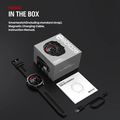 Zeblaze Stratos 4 GPS Smartwatch - 1.43'' AMOLED Screen with Compass, Barometric Altimeter, Flashlight & Voice Calling