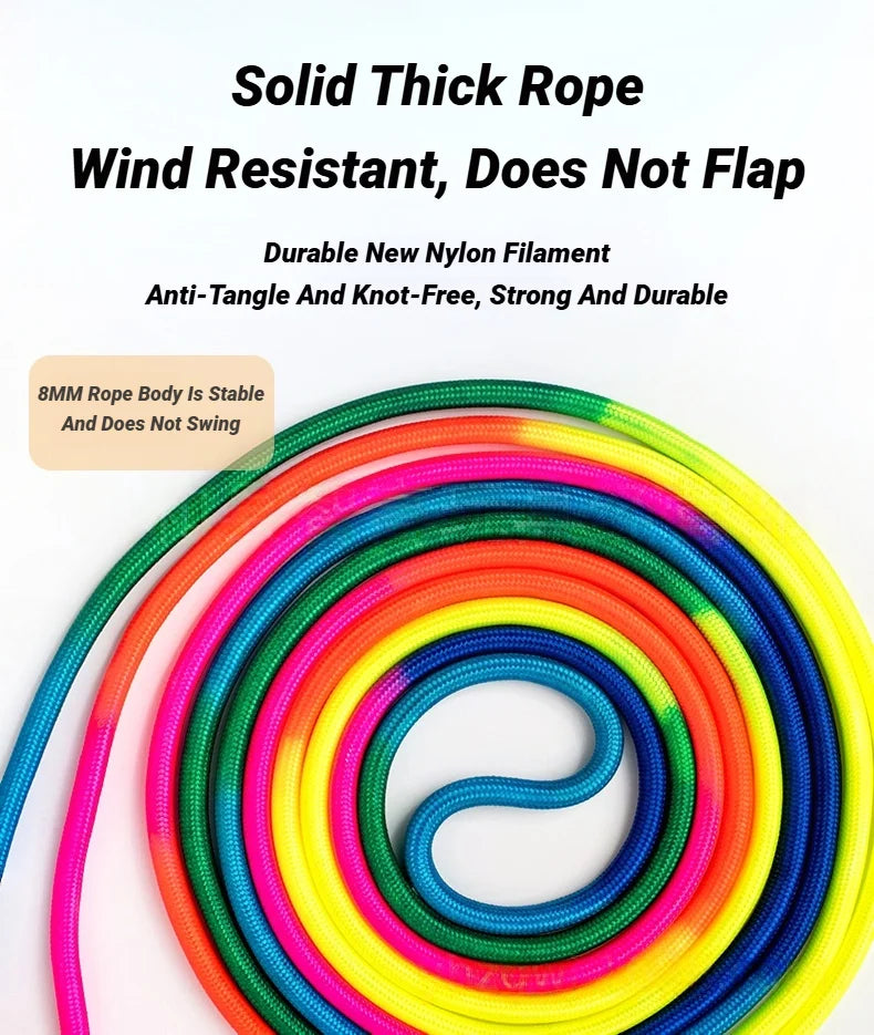 Rainbow Group Jump Rope 5M - Long Speed Skipping Rope with Anti-Slip Handles for Students, School & Outdoor Sports