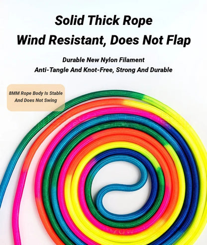 Rainbow Group Jump Rope 5M - Long Speed Skipping Rope with Anti-Slip Handles for Students, School & Outdoor Sports