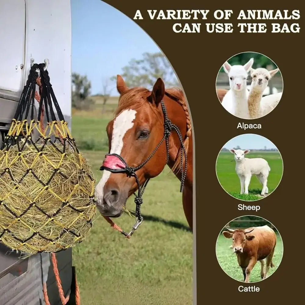 Premium Slow-Feed Horse Hay Net Bag Set (2 Pcs) – 40" Large Capacity Hanging Feeder