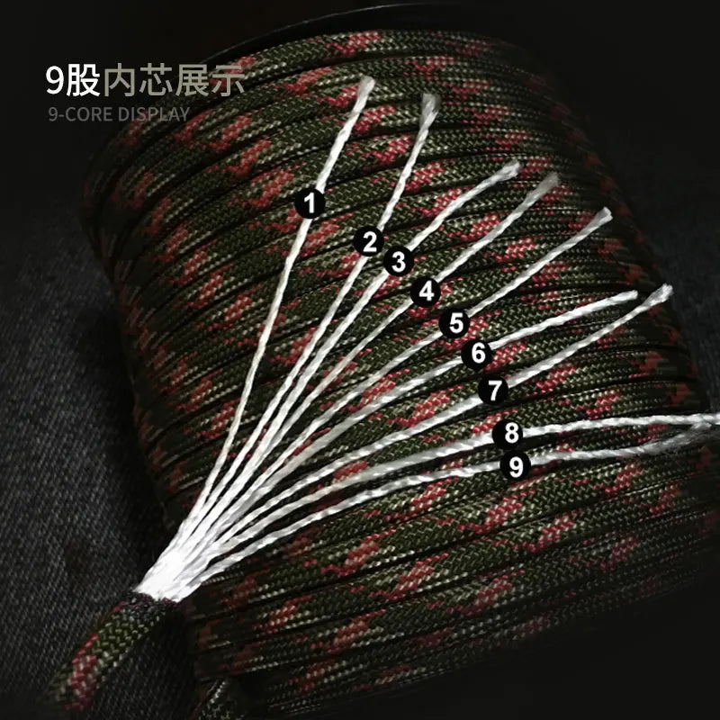 Military Grade 550 Paracord - 100M 9-Core 4mm Survival Rope for Outdoor, Camping, Umbrella & Tent Applications