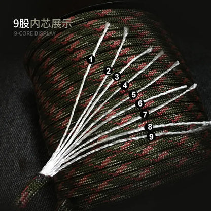 Military Grade 550 Paracord - 100M 9-Core 4mm Survival Rope for Outdoor, Camping, Umbrella & Tent Applications