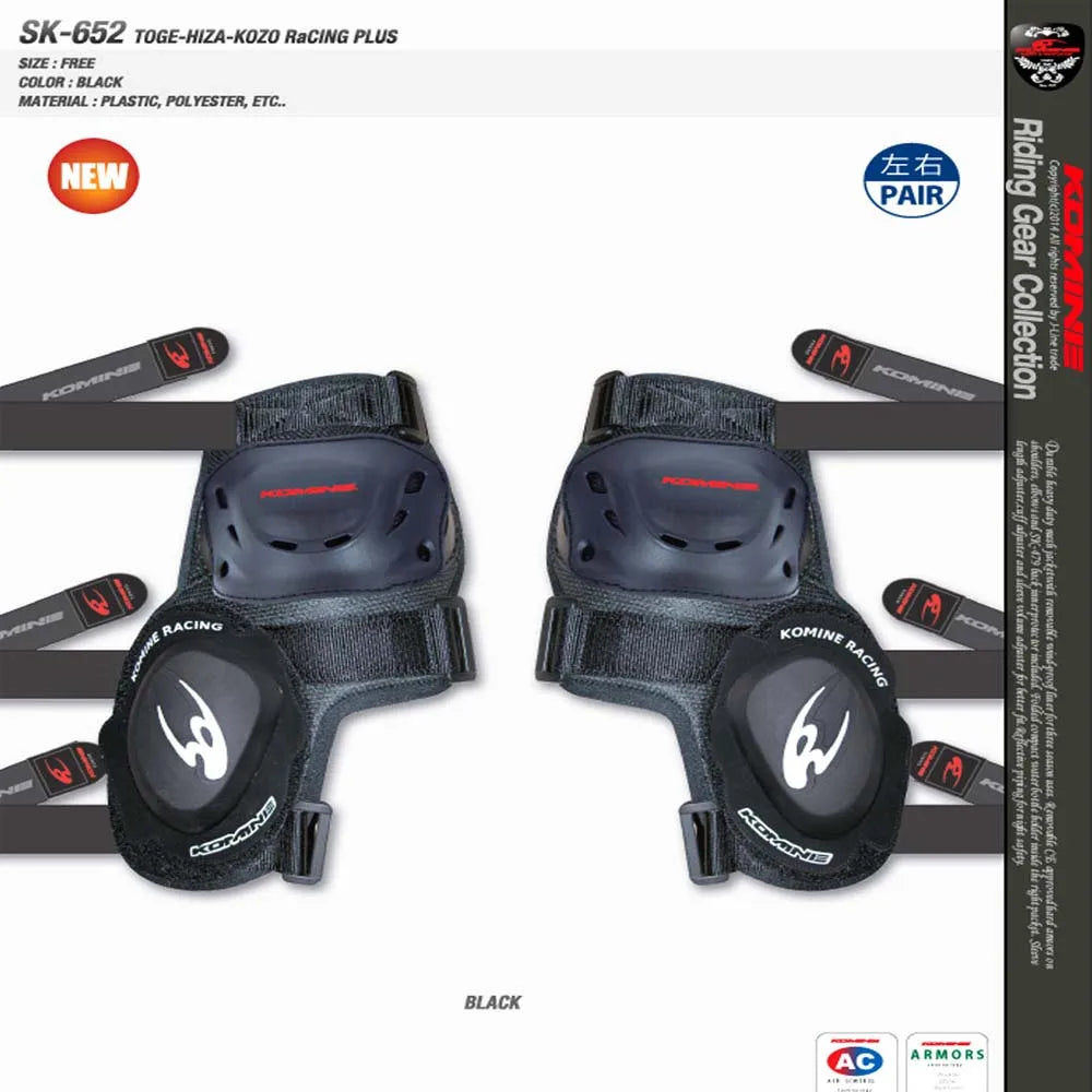 Komine SK-652 Motorcycle Knee Pads - Anti-Fall Slider Protectors for Track and Highway Riding