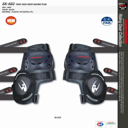 Komine SK-652 Motorcycle Knee Pads - Anti-Fall Slider Protectors for Track and Highway Riding