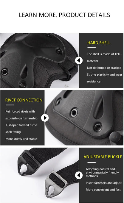 4-Piece Tactical Protective Gear Set - Knee & Elbow Pads for Outdoor Sports, Cycling, Mountaineering & Hiking