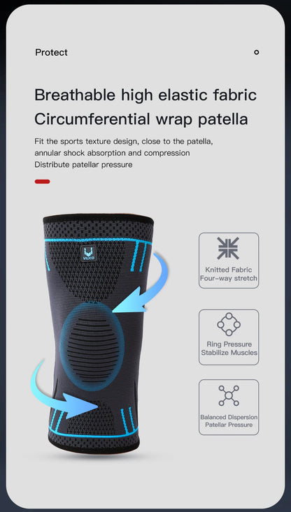 Compression Knee Support Sleeve - Elastic Breathable Knee Brace with Cushioning for Basketball, Volleyball, Running & Gym