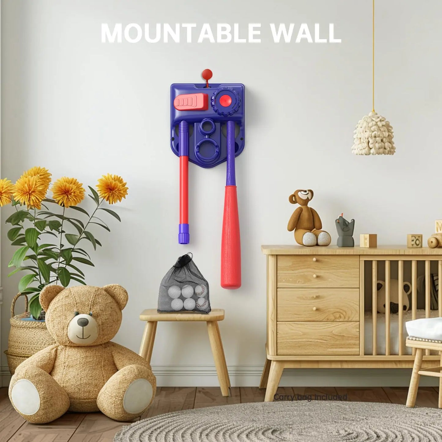 3-in-1 Kids Baseball Training Set - Batting Tee, Stand & Pitching Machine with 4 Softballs & Bat (Ages 3-8)
