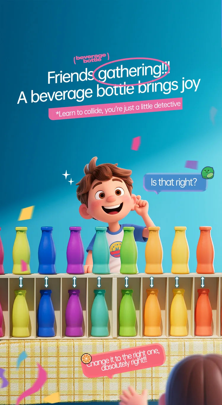 Children's Beverage Color Matching Memory Game - Interactive Board Puzzle Toy