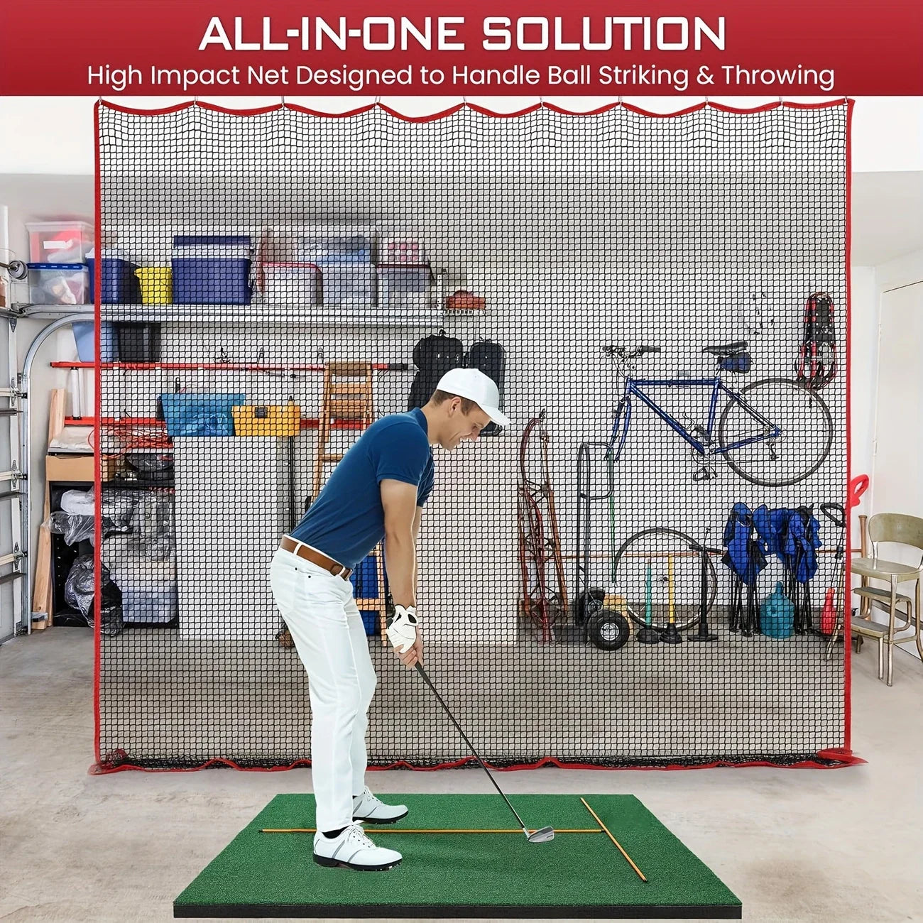 10x10 Ft Heavy Duty Golf Practice Net - High Impact Barrier Netting for Training