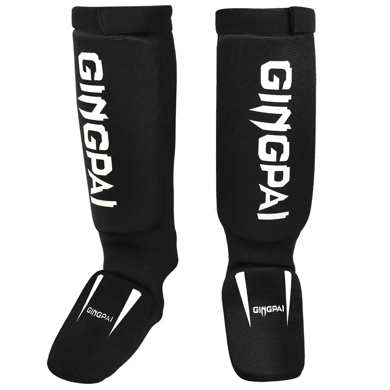 Cotton MMA Shin Guards - Boxing Kickboxing Foot Protection with Instep Ankle Support for TKD Muay Thai Training