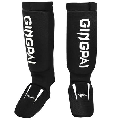 Cotton MMA Shin Guards - Boxing Kickboxing Foot Protection with Instep Ankle Support for TKD Muay Thai Training