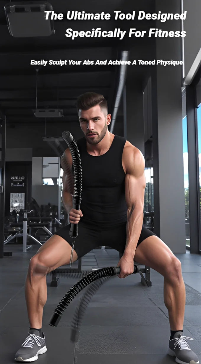 Ergonomic Stainless Steel Strength Training Bar - Spring Arm Expander for Biceps & Triceps Muscle Training with Fitness Grip