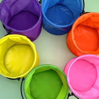 Collapsible Beach Bucket - Foldable Sand Play Toy for Kids Summer Pool & Garden Activities