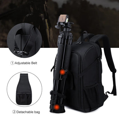 Large Capacity Camera Backpack - Waterproof DSLR Bag with Tripod Holder & Rain Cover
