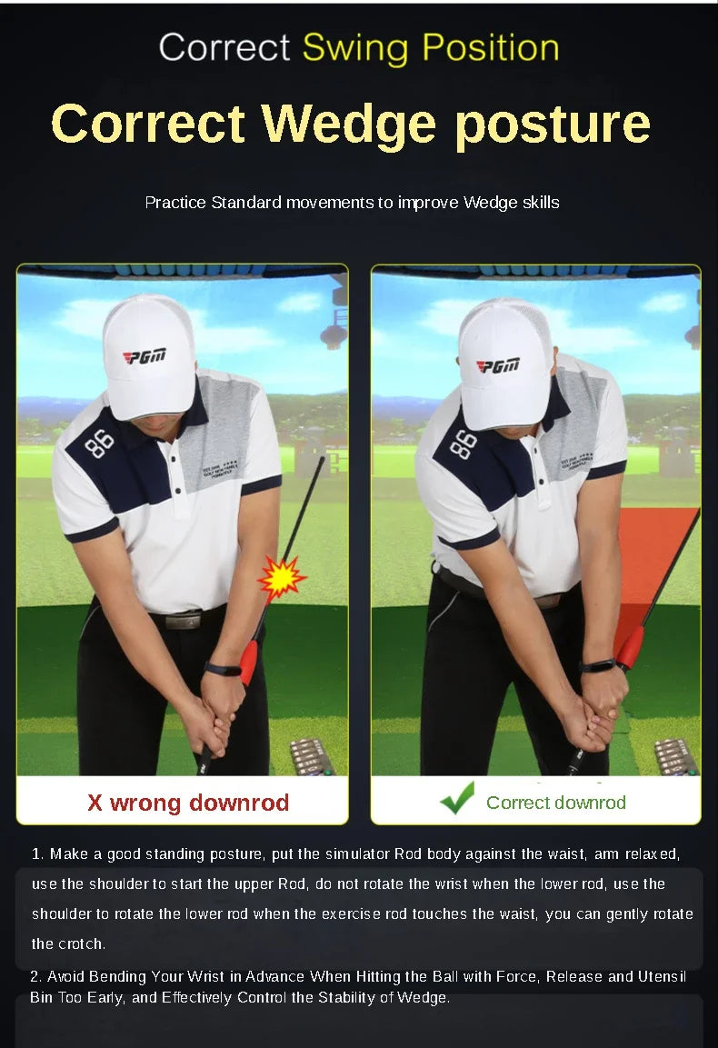 PGM Lag Stick Golf Swing Trainer - Assisted Training Aid for Swing Detection & Posture Correction (JZQ021)