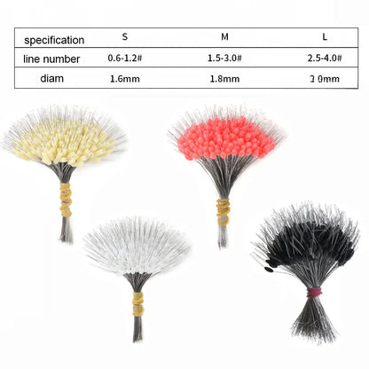 Professional Fishing Float Set - 300pcs Silicone Oval Bobber Stoppers with Anti-Strand Technology