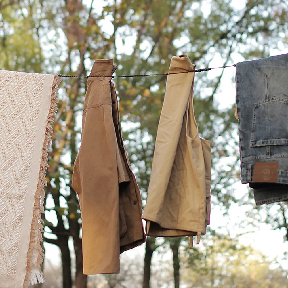 Windproof Elastic Travel Clothesline 3M with 12 Clips - Portable Stretch Laundry Line for Camping, Hotel, Trip & Cruise