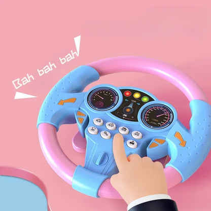 Kids Interactive Steering Wheel Toy - Educational Stroller Copilot with Sound Effects
