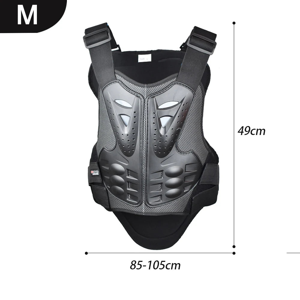 Motorcycle Body Armor Vest - PE Shell Chest & Back Protector with Reflective Tape for Motocross, Skiing & Skating