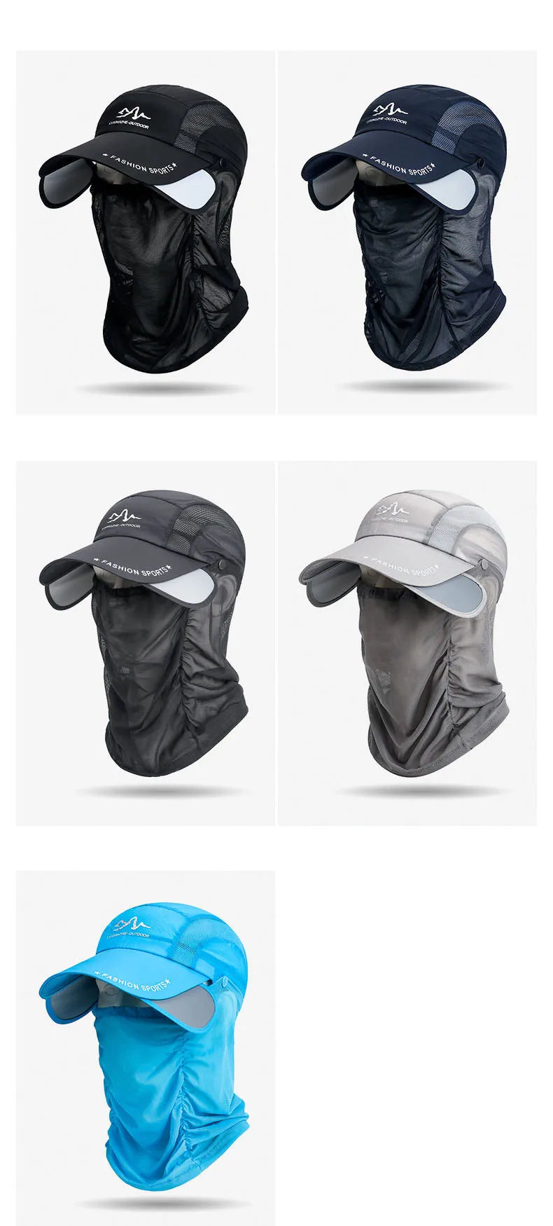 360° Portable Fishing Sun Hat - Detachable Adjustable Outdoor Sun Protection for Cycling & Hiking