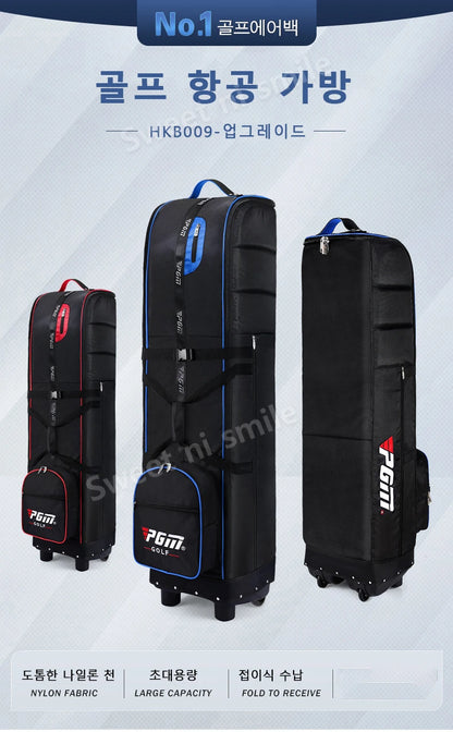 Golf Travel Bag with Wheels - Foldable Airline Golf Club Cover with Padded Straps for Air Travel