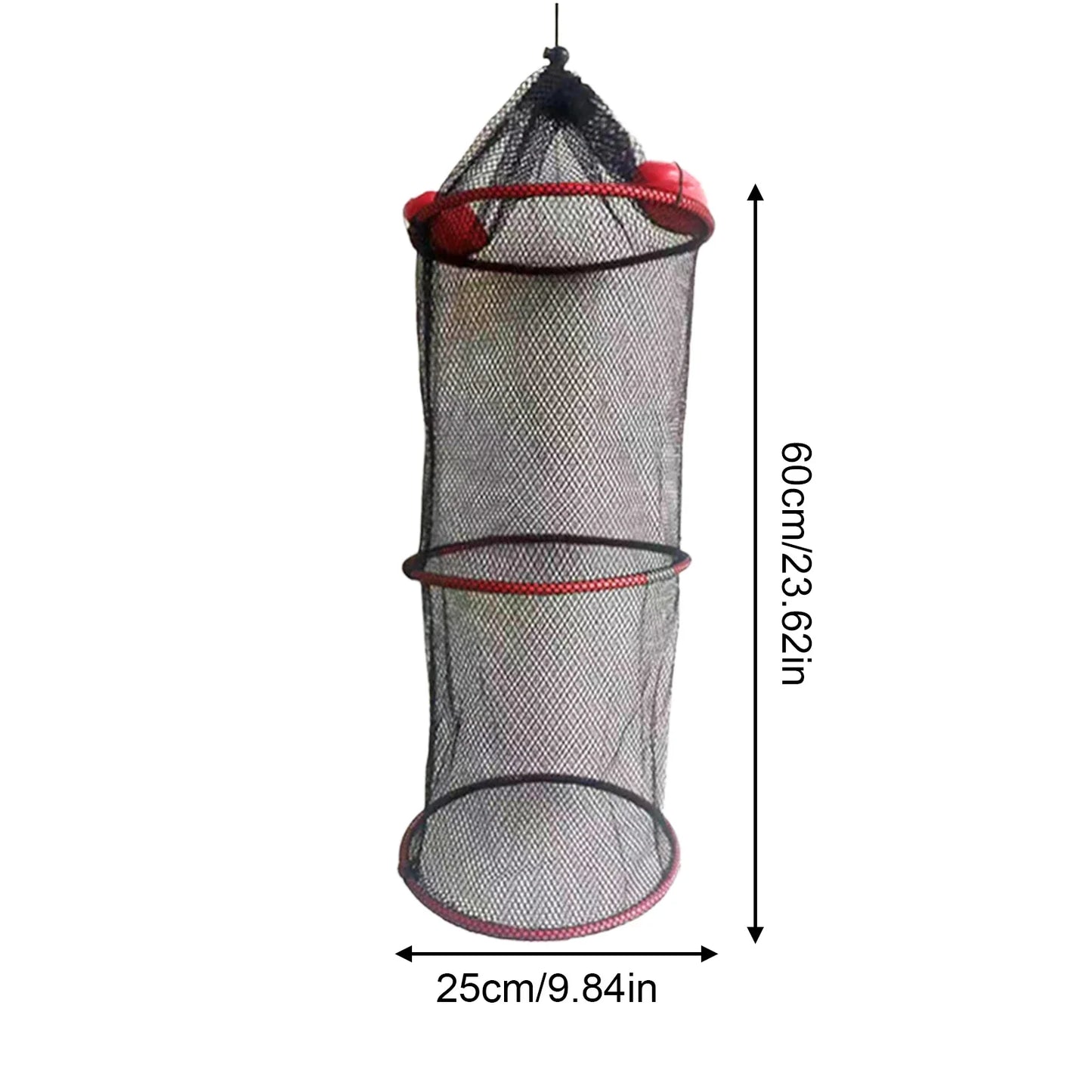Portable Floating Fishing Net - Thickened Woven Mesh Landing Basket with Anti-Jump Design for Fish, Shrimp & Lobster Storage